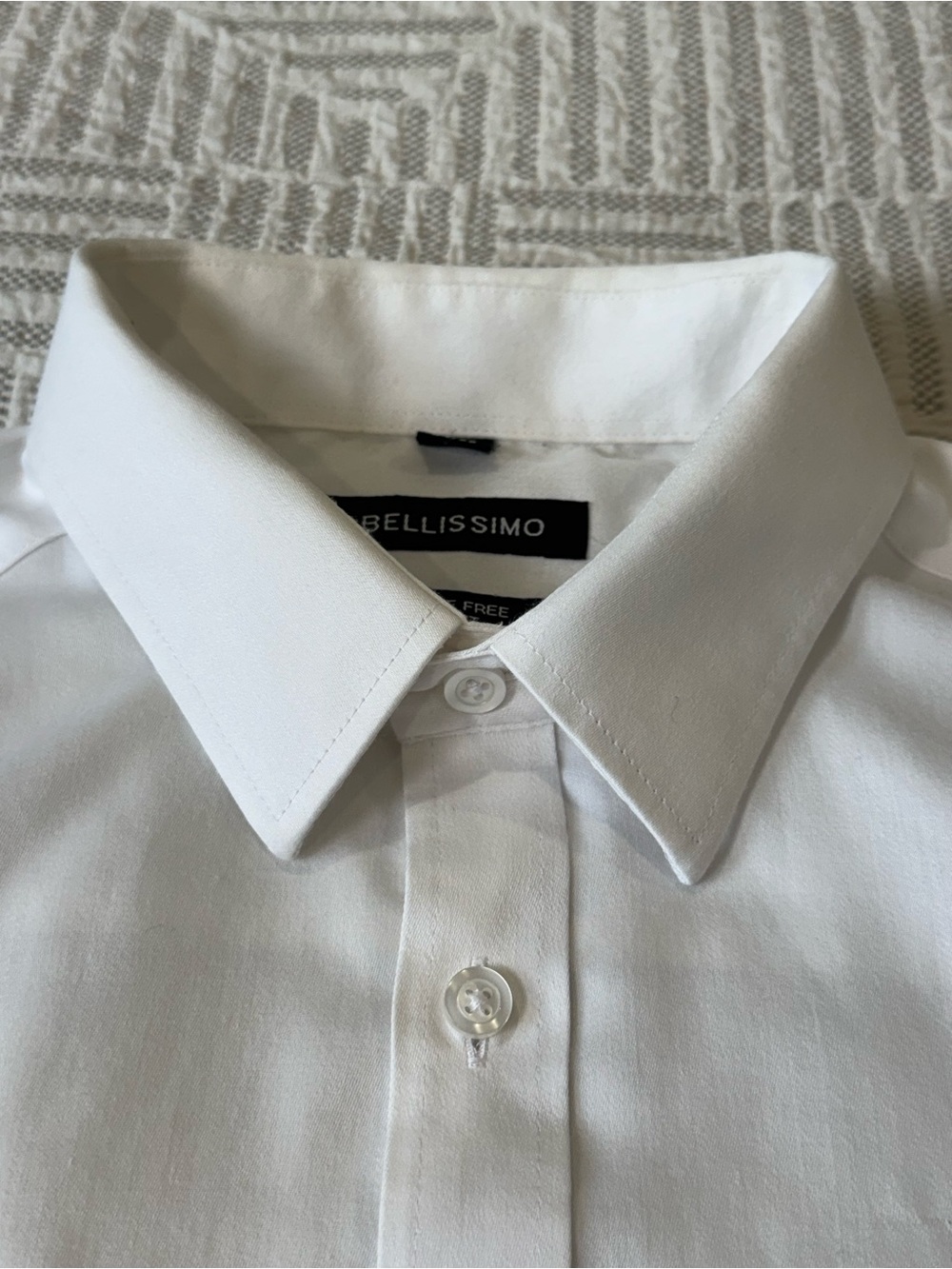 Bellissimo Wrinkle Free Slim Fit Dress Shirt White Size 16 34/35 Cotton Blend - Picture 5 of 12